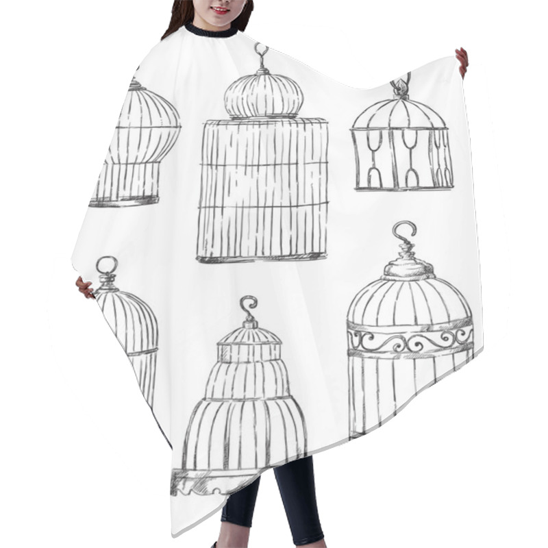 Personality  Set Of Different Cages, Hand-drawn Hair Cutting Cape