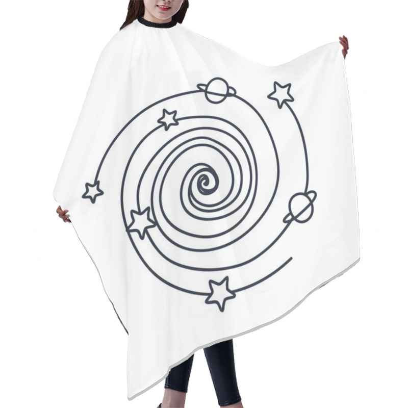 Personality  Delicate Solar System Icon, Line Style Hair Cutting Cape