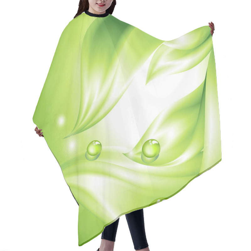 Personality  Abstract Green Background With Leaves And Water Drops Hair Cutting Cape