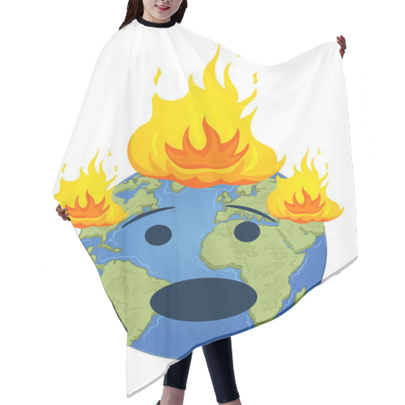 Personality  Burning Planet Earth. Global Warming Concept Hair Cutting Cape