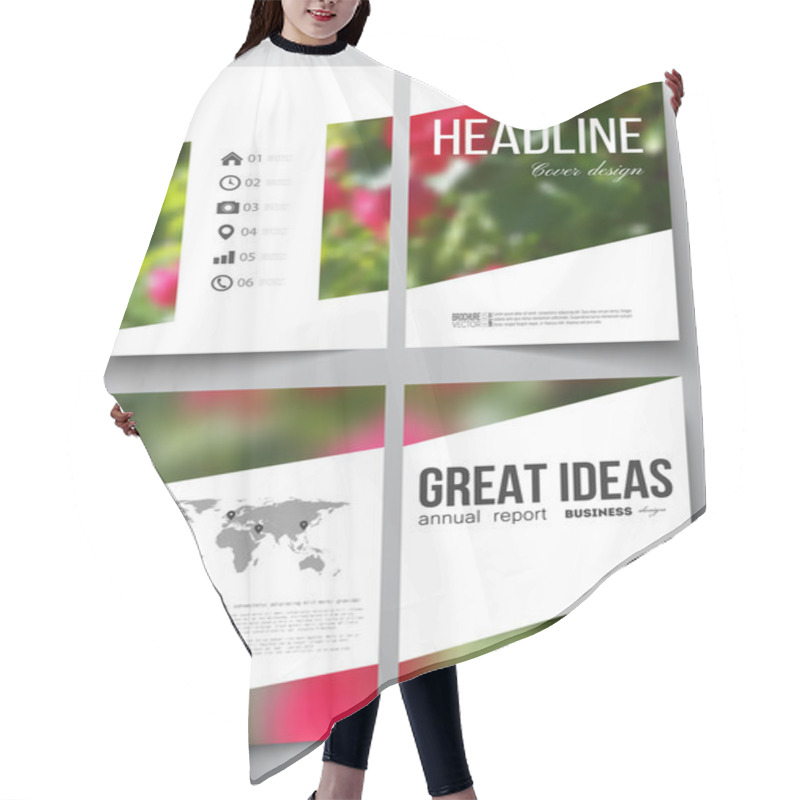 Personality  Set Of Business Templates For Brochure, Magazine, Flyer, Booklet Or Annual Report. Floral Background, Blurred Image, Flowers On Green, Modern Template Hair Cutting Cape