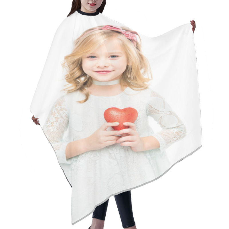 Personality  Girl With Red Heart Sign Hair Cutting Cape