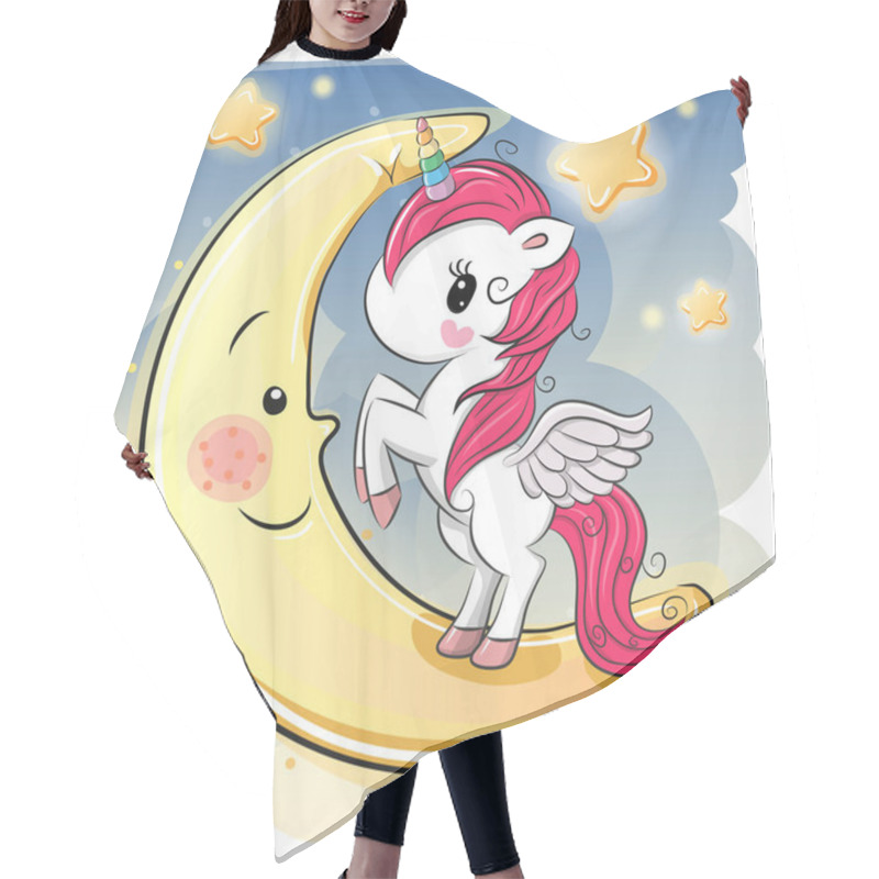 Personality  Cartoon Unicorn Girl On The Moon Hair Cutting Cape