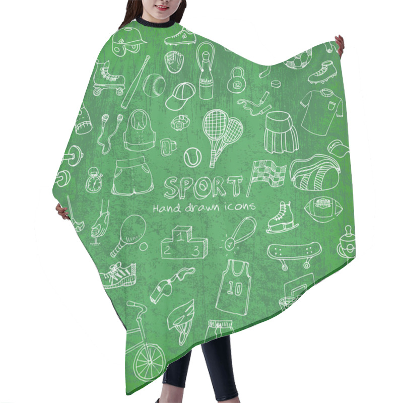 Personality  Hand Drawn Doodle Sport Set. Hair Cutting Cape