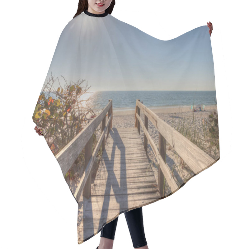 Personality  Boardwalk Across The White Sand Beach Of Delnor-Wiggins Pass Sta Hair Cutting Cape