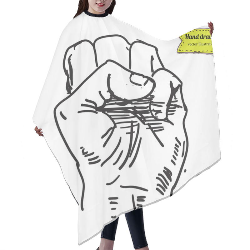 Personality  Doodle Style Protest Fist Vector Illustration Hair Cutting Cape