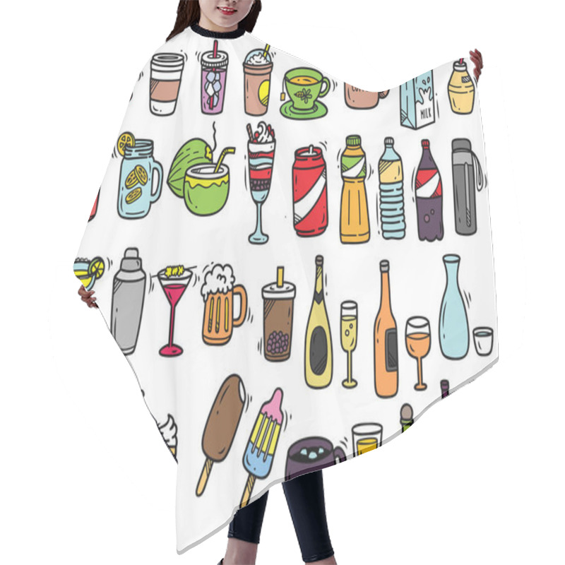 Personality  Beverage Doodle Set Isolated  Hair Cutting Cape