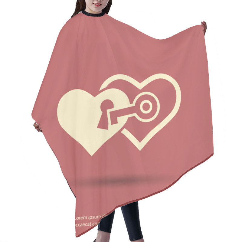 Personality  Pictograph Of Hearts With Key Hair Cutting Cape