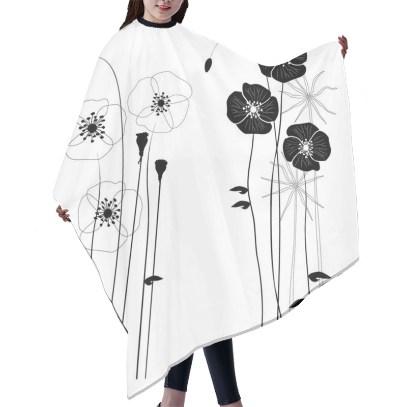 Personality  Set Of Wild Plants, Poppies And Dandelions - Vector Illustration Hair Cutting Cape