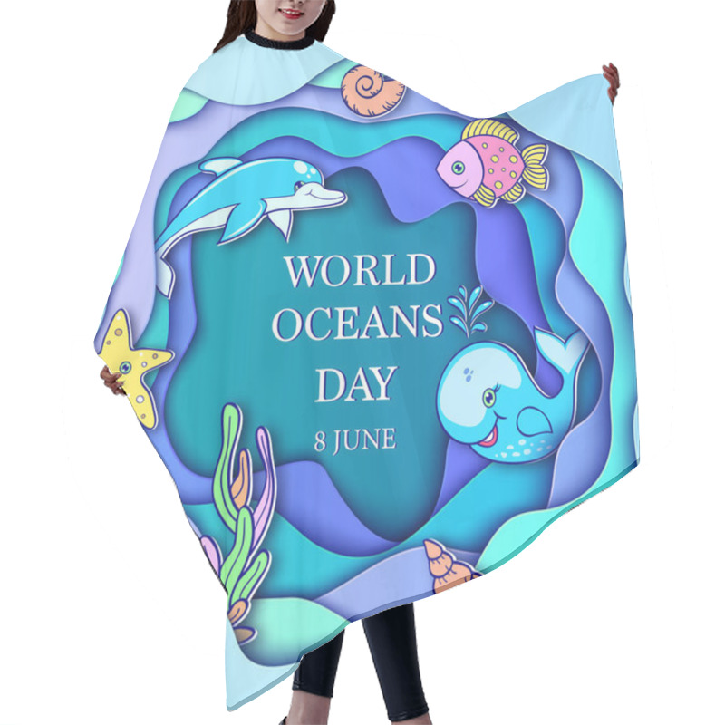 Personality  World Ocean Day Hair Cutting Cape