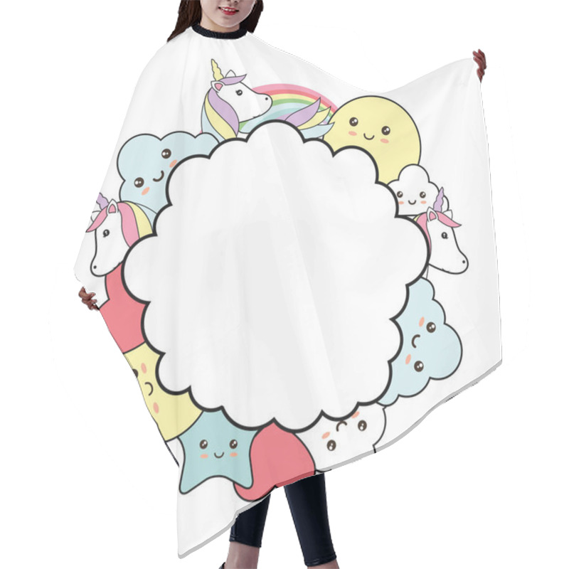 Personality  Cute Frame With Sweet Unicorn, Stars, Clouds And Sun - Kawaii Style Hair Cutting Cape