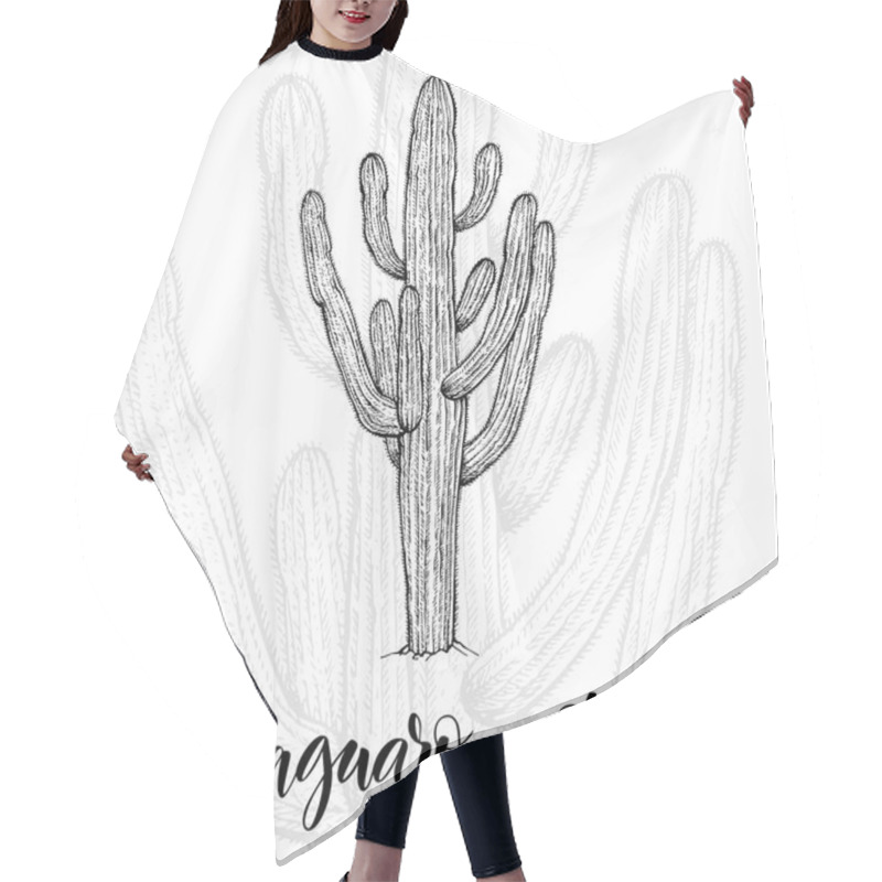 Personality  Hand Drawn Saguaro Cactus Hair Cutting Cape