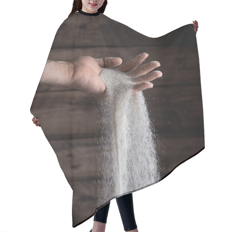 Personality  Sand Running Through Hand Hair Cutting Cape