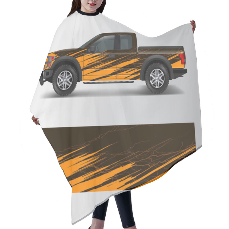 Personality  Pickup Truck Graphic Vector. Abstract Shape With Grunge Design For Vehicle Vinyl Wrap Hair Cutting Cape