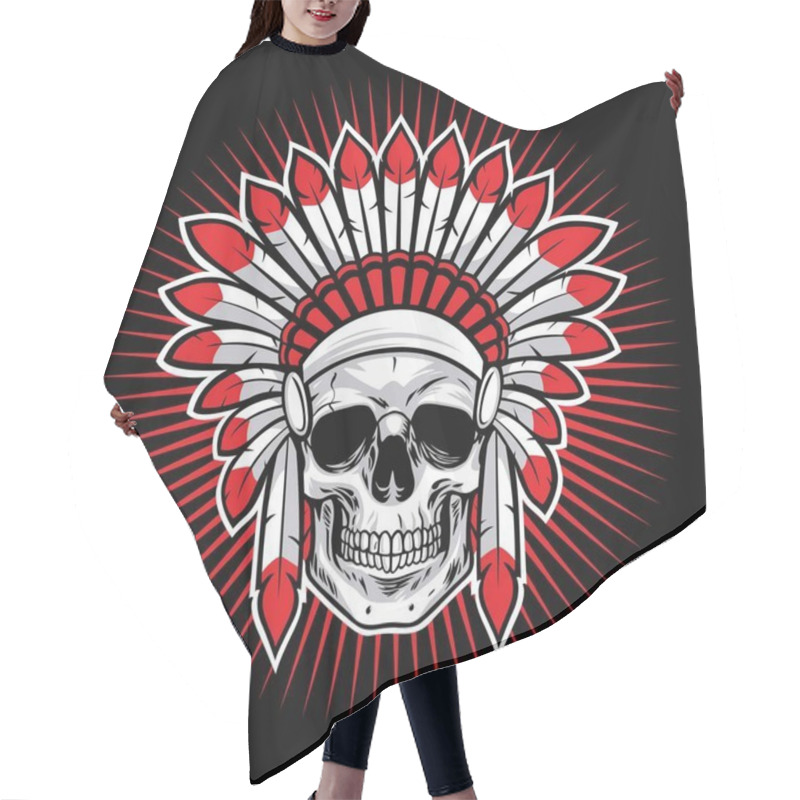 Personality  Skull Of Indian Native American Warrior Vector Mascot Hair Cutting Cape