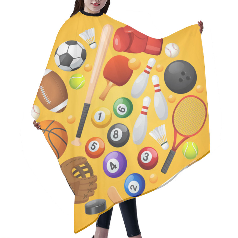 Personality  Sport Lover Set With Sport Equipment  Hair Cutting Cape