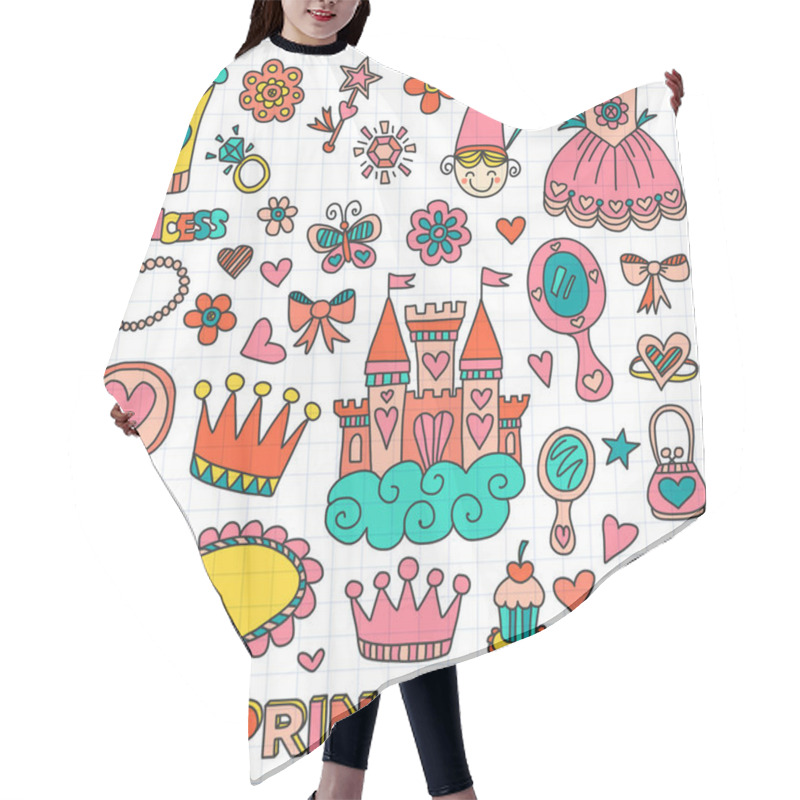 Personality  My Little Princess Hand Drawn Doodle Elements Hair Cutting Cape