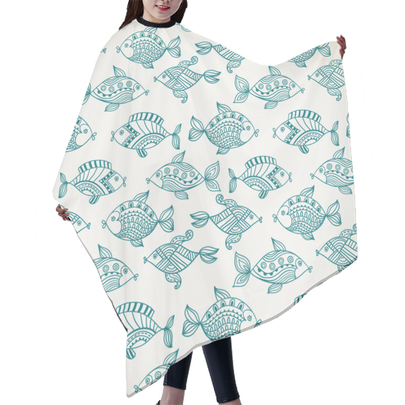 Personality  Fish Pattern In Abstract Style Hair Cutting Cape