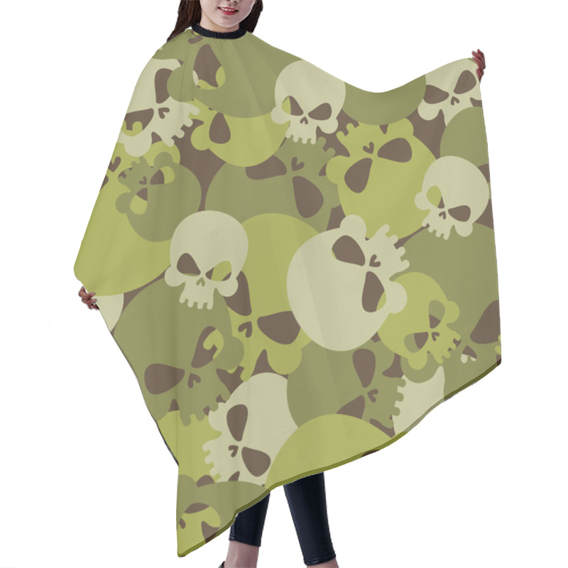 Personality  Military Texture Of Skulls. Camouflage Army Seamless Pattern Fro Hair Cutting Cape