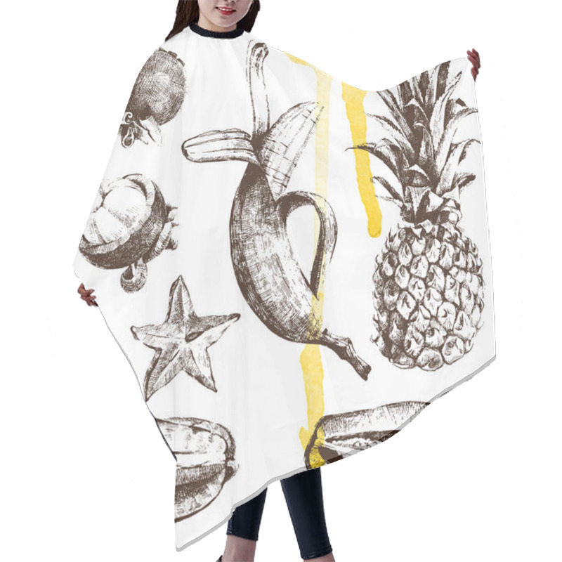 Personality  Hand Drawn Tropical Fruits Hair Cutting Cape