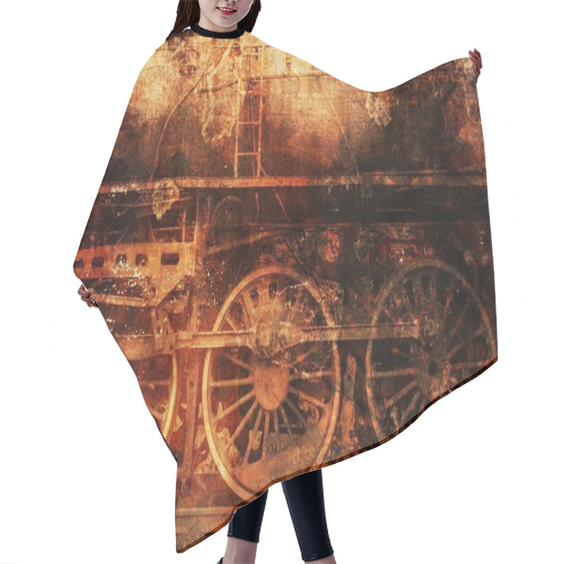 Personality  Rusty Train Industrial Steam-punk Background Hair Cutting Cape