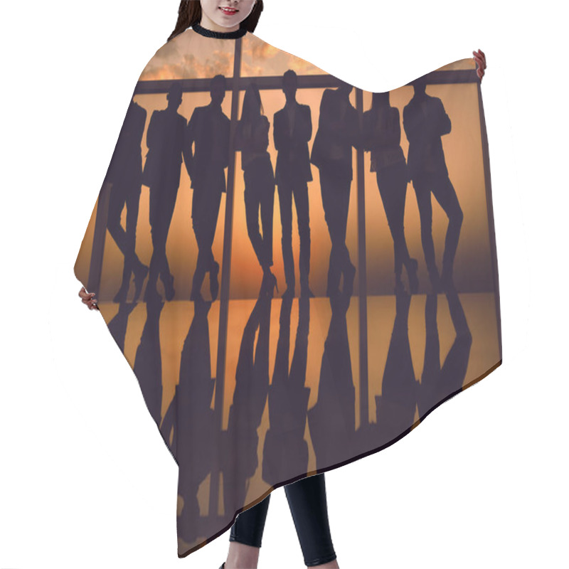 Personality  Silhouette Of A Business Team Standing Next To The Office Window Hair Cutting Cape