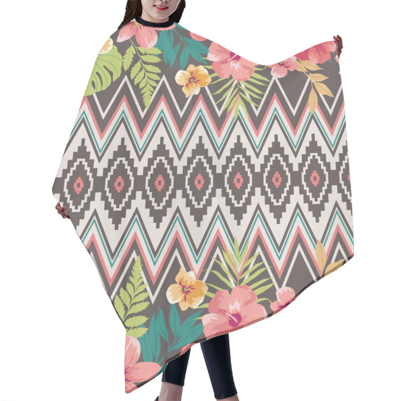 Personality  Ethnic Mix Tropical Flower Vector Pattern Background Hair Cutting Cape