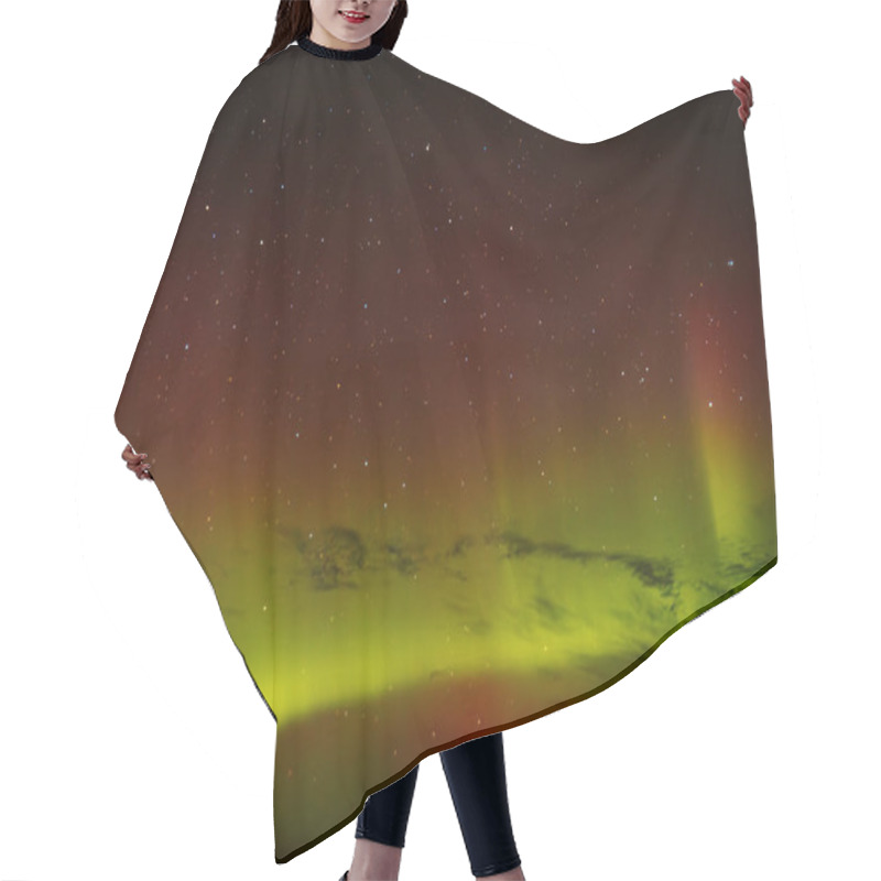 Personality  A Stunning Display Of Red And Green Auroras Lighting Up The Night Sky, With Stars Sparkling In The Background. The Vibrant Celestial Event Creates A Mesmerizing, Ethereal Atmosphere. Hair Cutting Cape