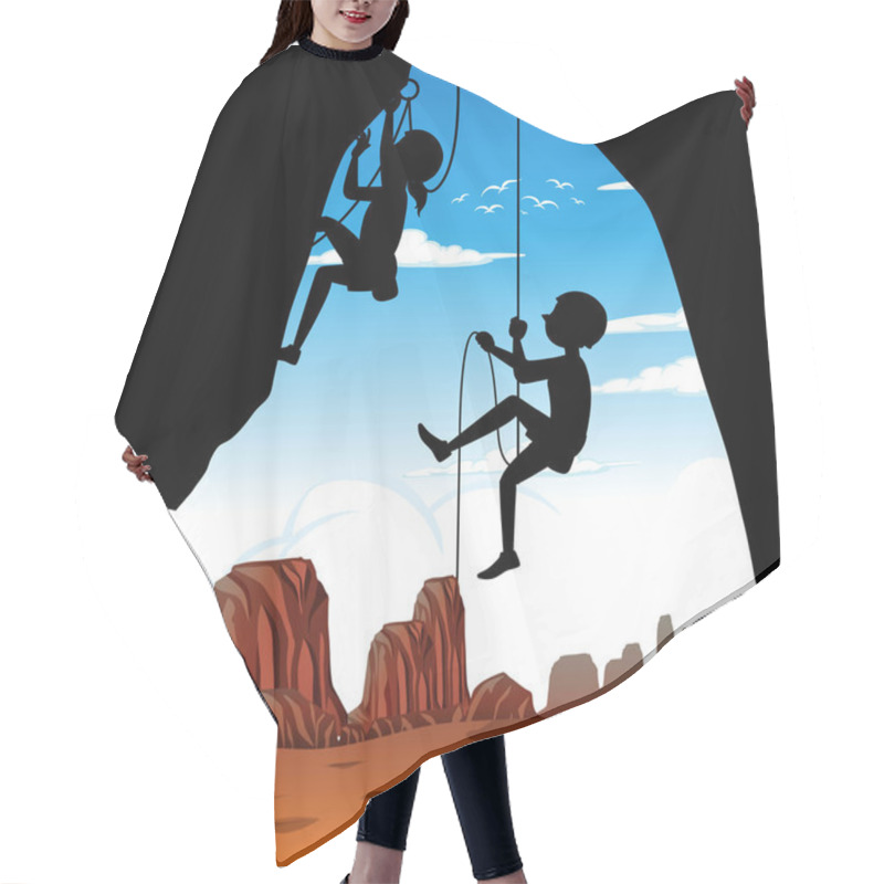 Personality  Silhouette Rock Climbing Background Illustration Hair Cutting Cape