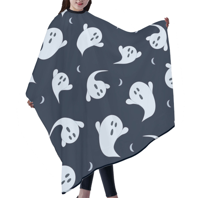 Personality  Halloween Ghost Seamless Pattern On Black Background. Cute Halloween Ghost Pattern Background. Halloween Theme Design Vector Illustration Hair Cutting Cape