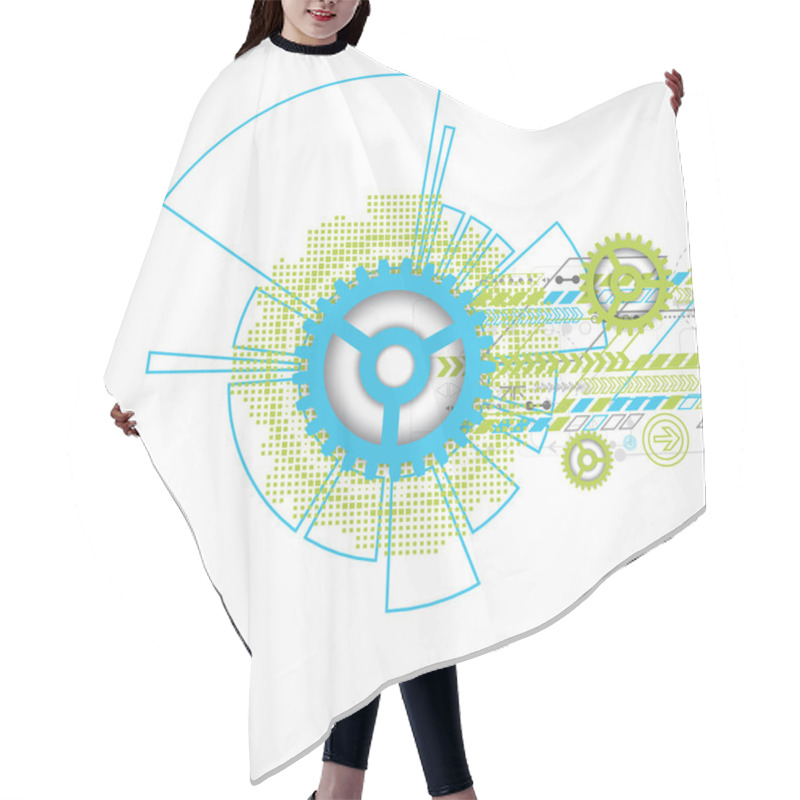 Personality  Abstract Technology Gears Background Hair Cutting Cape