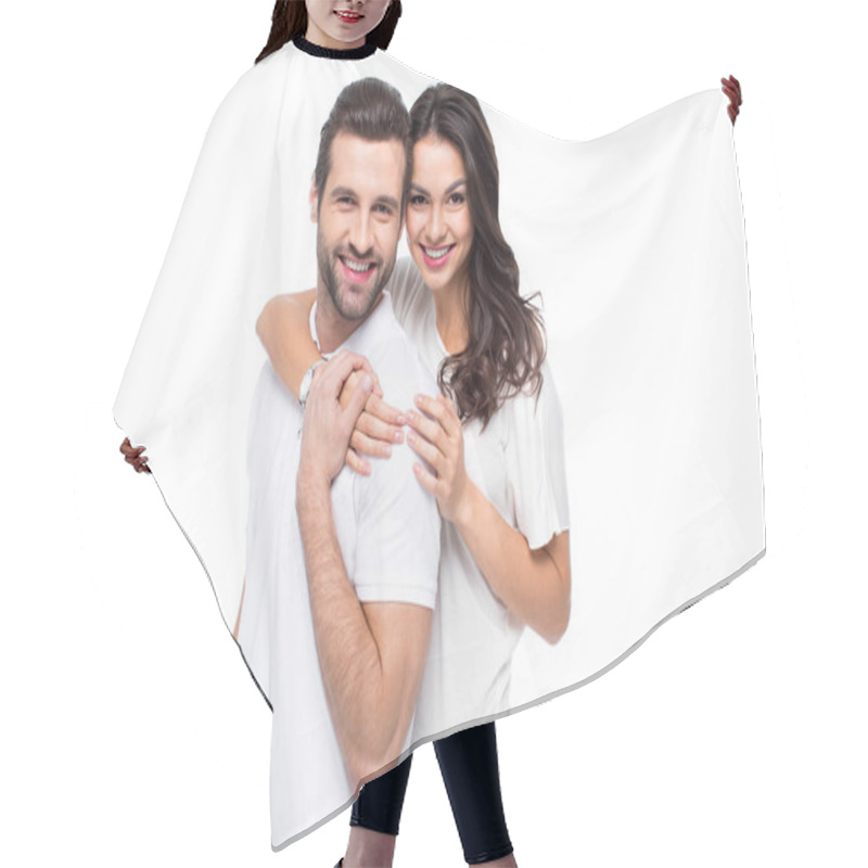 Personality  Beautiful Young Couple  Hair Cutting Cape