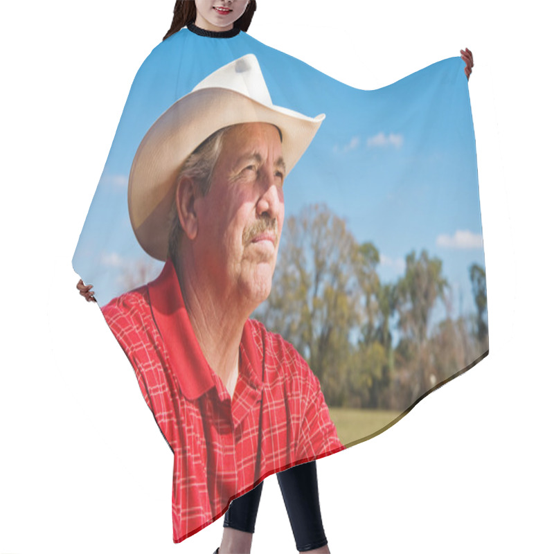 Personality  Mature Farmer Worried Hair Cutting Cape