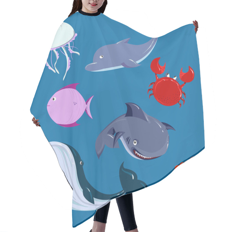 Personality  Cartoon Sea Animals Set Hair Cutting Cape