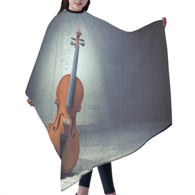 Personality  Violin On Concrete Wall Hair Cutting Cape