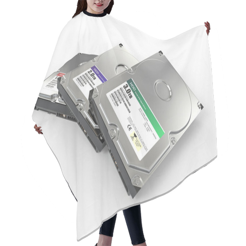 Personality  HDD. Three ATA Hard Disk Drive. 3d Hair Cutting Cape