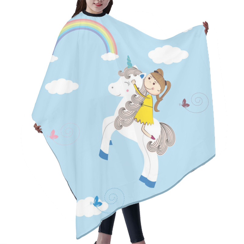 Personality  Girl And Unicorn Hair Cutting Cape