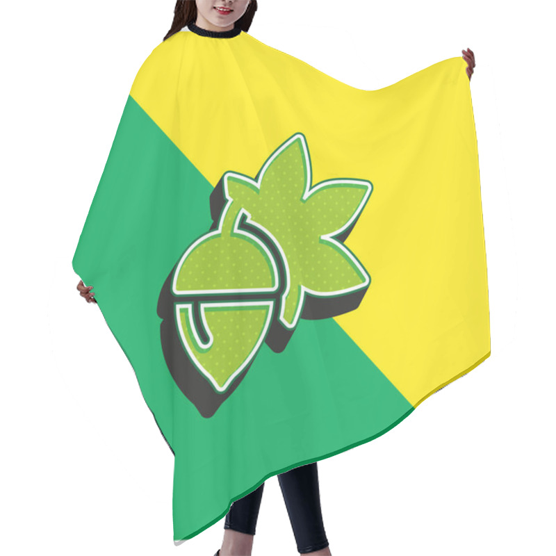 Personality  Bot Green And Yellow Modern 3d Vector Icon Logo Hair Cutting Cape