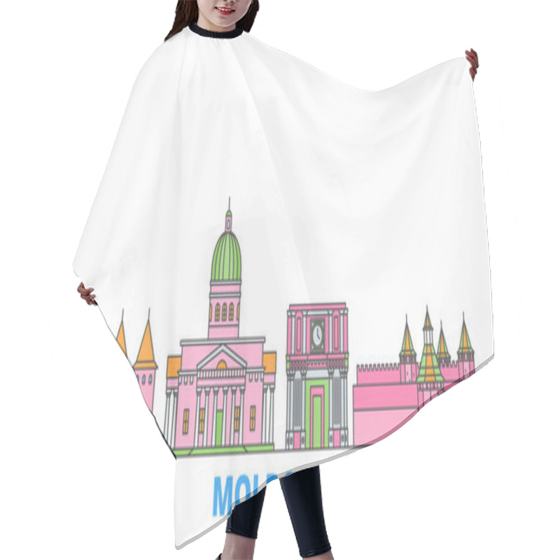 Personality  Moldova Line Cityscape, Flat Vector. Travel City Landmark, Oultine Illustration, Line World Icons Hair Cutting Cape