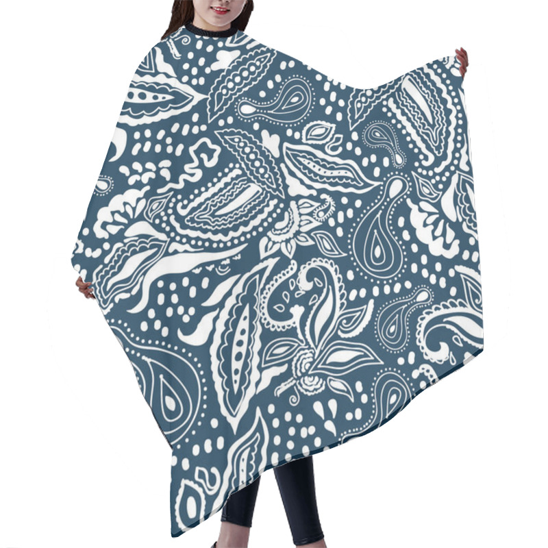 Personality  Blue And White Print. Hair Cutting Cape