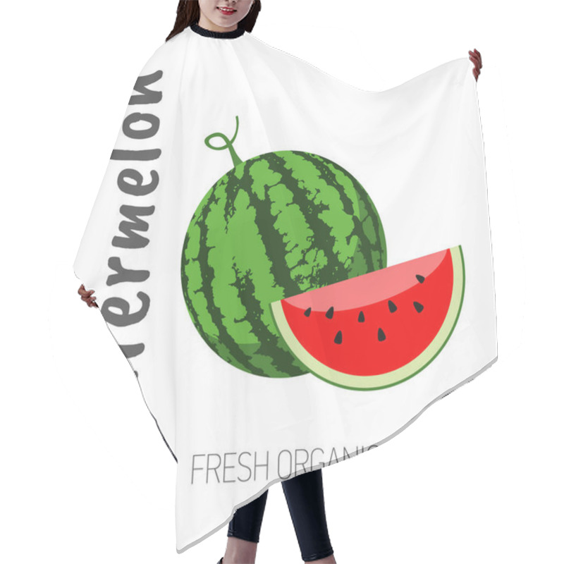 Personality  Watermelon Isolated On A White Background With The Words Watermelon Hair Cutting Cape