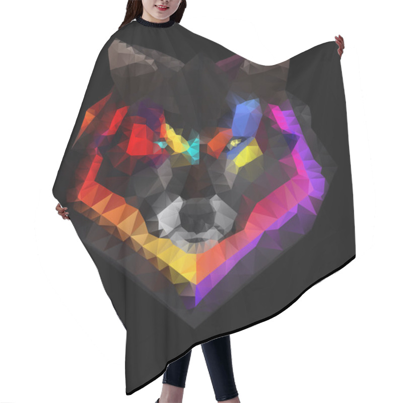 Personality  Abstract Geometric Polygonal Wolf Head Isolated On A Black Background, Vector Illustration, EPS 10 Hair Cutting Cape