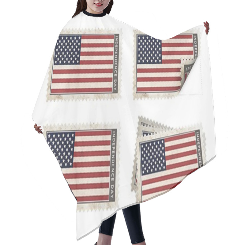 Personality  United States Of American Flag On Stamp Independence Day Set Hair Cutting Cape