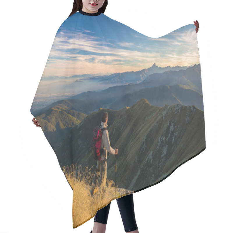 Personality  Hiker Resting On The Mountain Top Hair Cutting Cape