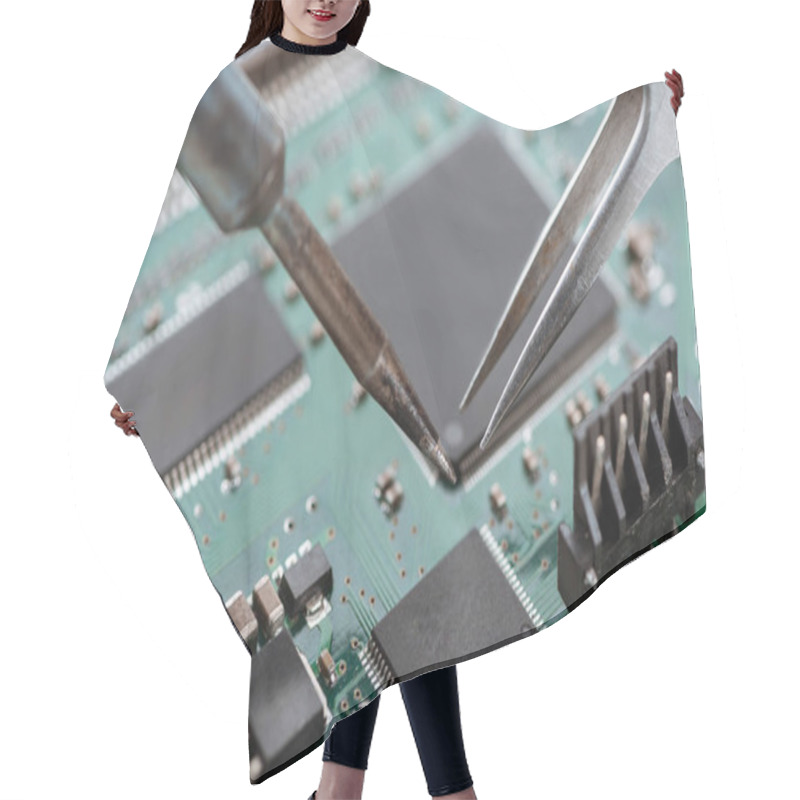 Personality  Process Of Assembling Elements On Computer Motherboard Hair Cutting Cape