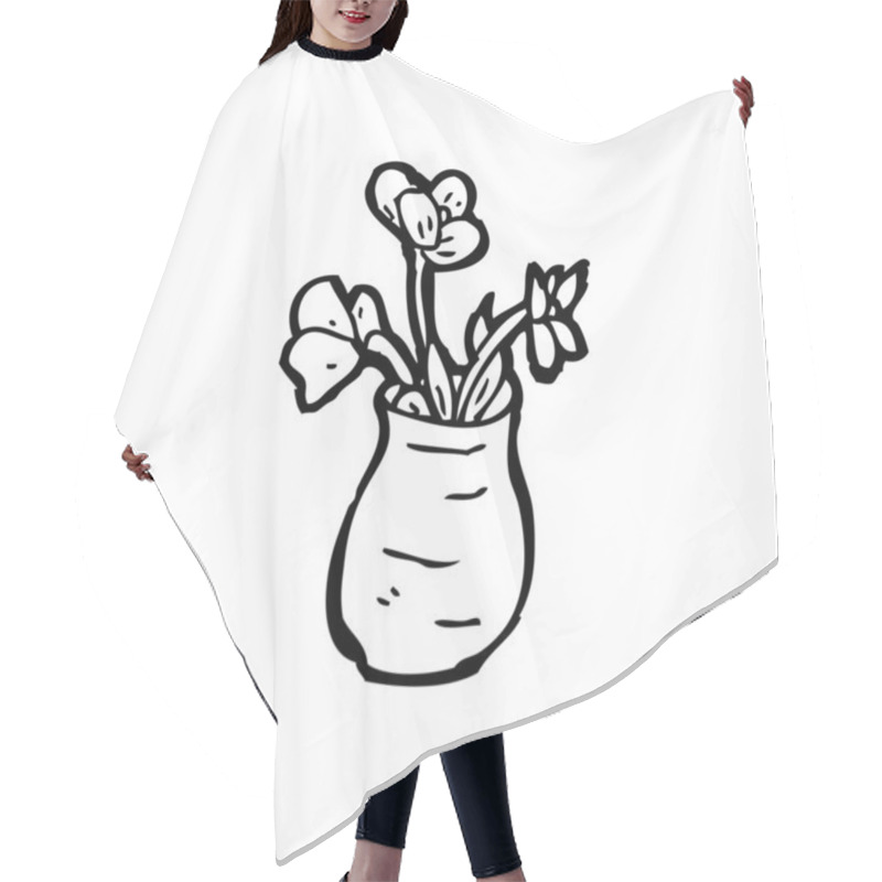 Personality  Cartoon Flowers In Vase Cartoon Hair Cutting Cape