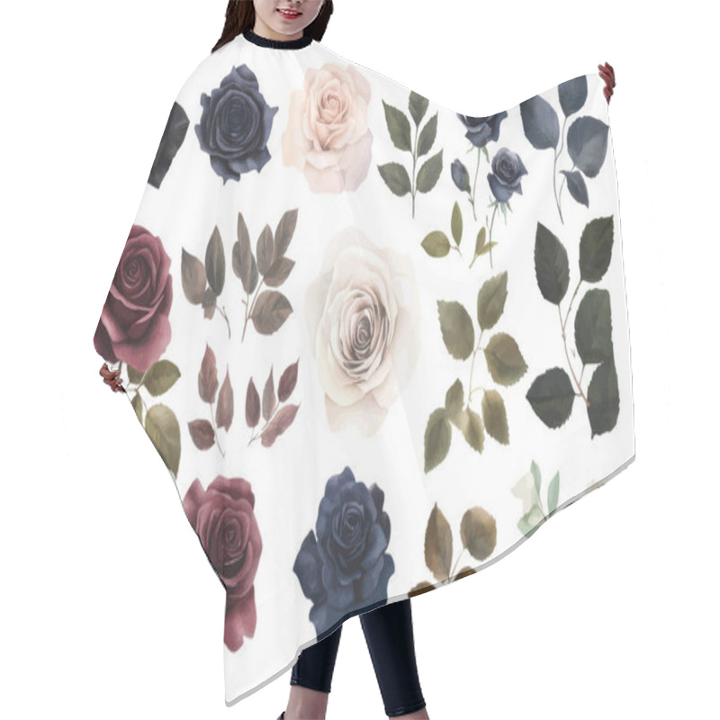 Personality  Elegant Roses And Foliage Collection In Neutral Tones Hair Cutting Cape