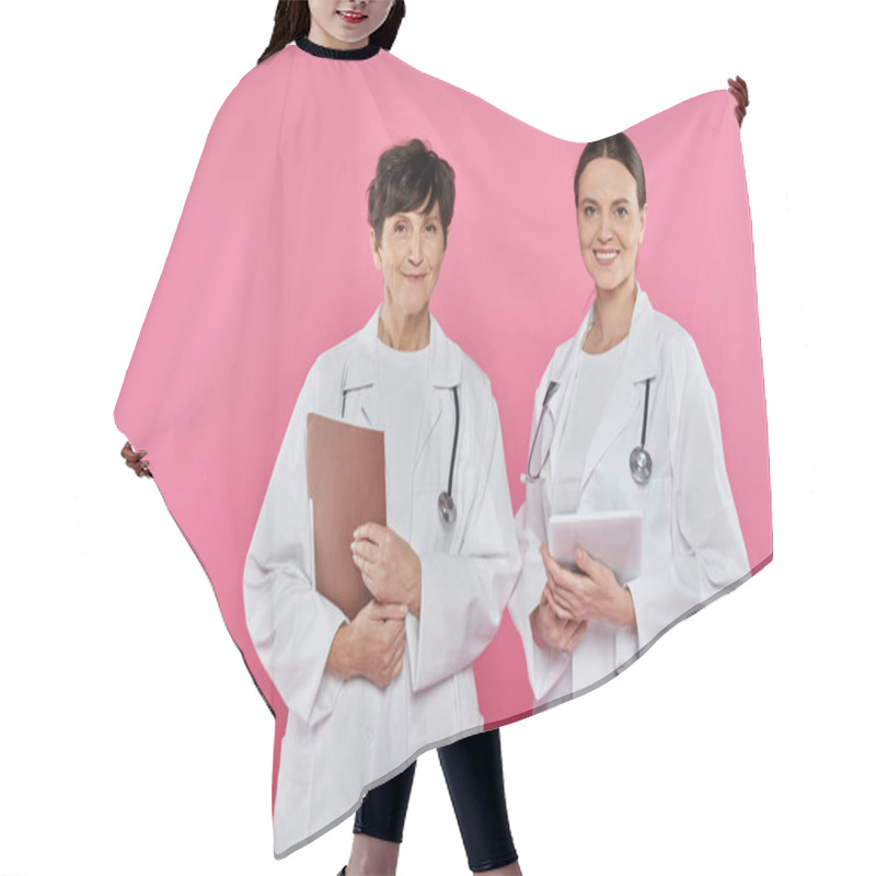 Personality  Female Oncologists, Doctors Digital Age, Tablet, Folder, Medical Record, Breast Cancer Awareness Hair Cutting Cape