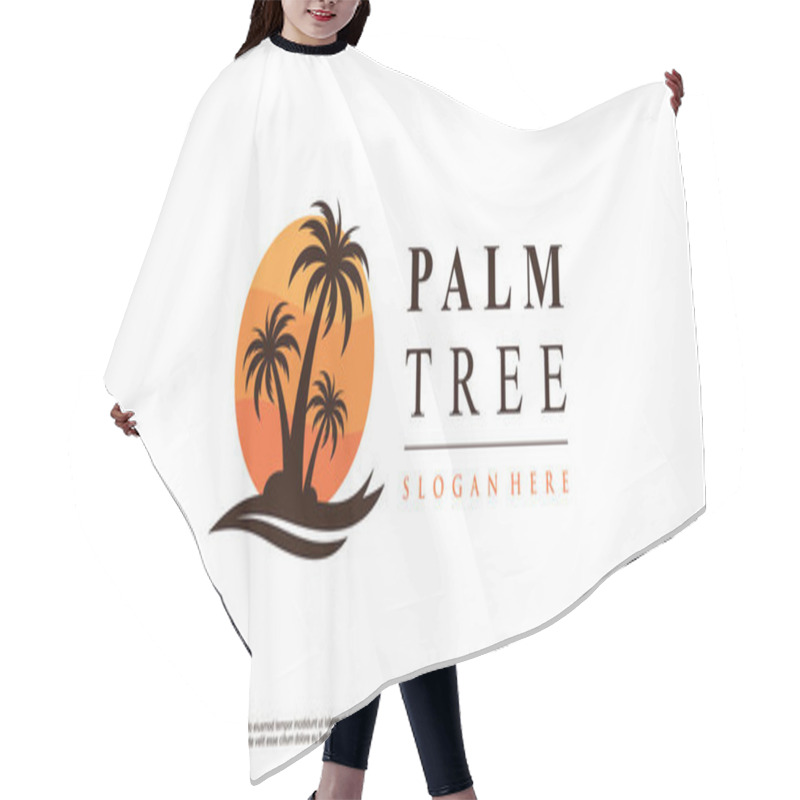 Personality  Palm Tree Icon Logo Design Inspiration With Sun And Creative Modern Concept Premium Vector Hair Cutting Cape