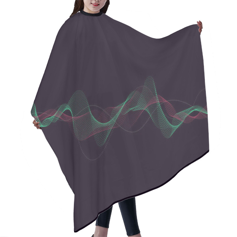 Personality  Abstract Background With Dynamic Particle Sound Waves. Wave Of Musical Soundtrack For Record. Vector Illustration Hair Cutting Cape